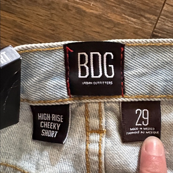 BDG‎ Light Blue Frayed Hem High Rise Cheeky Shorts - Picture 2 of 3